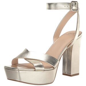 Marc Fisher Ltd Women's Faril Heeled Sandal 10 Gold Leather